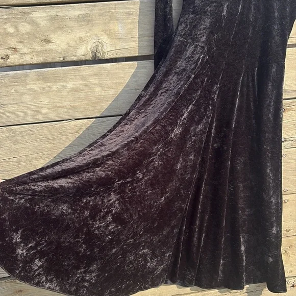 Crushed Velvet Black Midi Dress Sz Sm/med - Picture 8 of 11